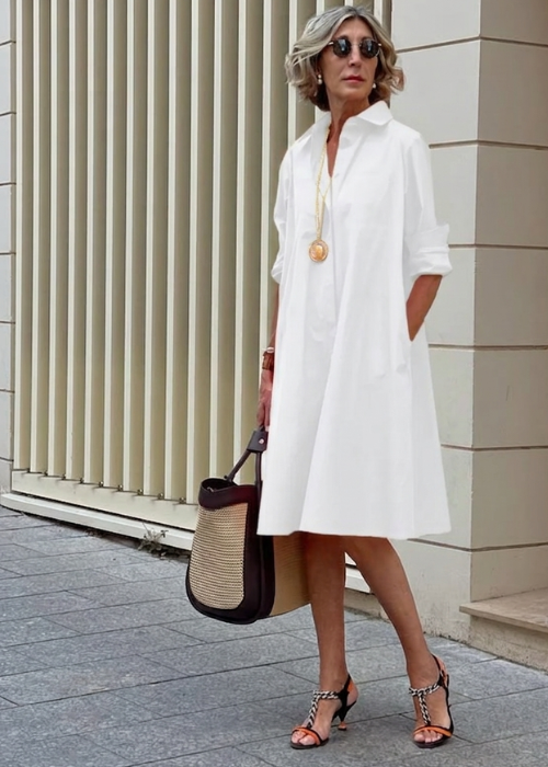 Élancia | Robe chemise fluide élégante