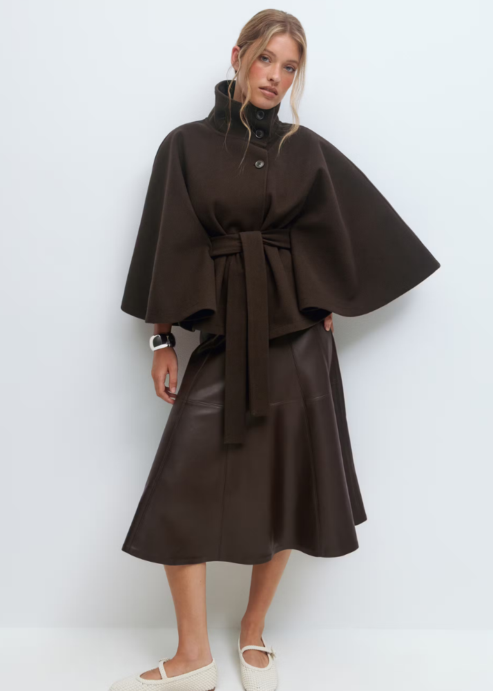 Veste Cape ceinturée